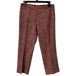 BCBGMAXAZRIA Womens Silk Metallic Tweed Straight Leg Pants Multi Color SKG 20072